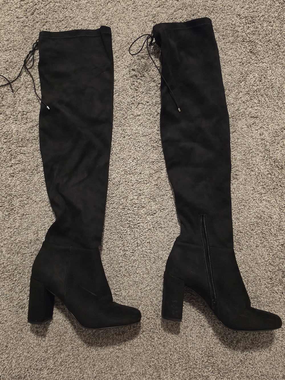 Chinese Laundry Black Suede Over-the-Knee Block Heel Boots